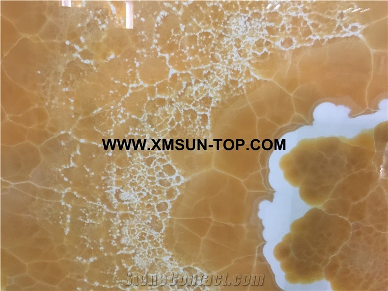 Golden Yellow and White Onyx Slabs/Onyx Stone Flooring/Onyx Covering/Onyx for Wall Covering&Wall Cladding/Onyx for Floor Covering/Interior Decoration/Luxury Stone/Onyx with Patterns