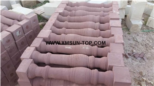 Red Sandstone Balustrades/Dark Red Sandstone Baluster/Dark Pink Handrail/Sand Stone Railings/Building Stone/Exterior&Interior Decoration/Sandstone Railing/Natural Stone Balustrades