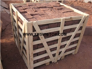 Red Sandstone Cube Stone/Dark Red Sand Stone Cobble Stone/Red Stone Paving Sets/Natural Stone Floor Covering/Red Stone Courtyard Road Pavers