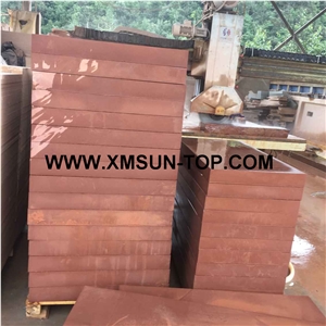 Red Sandstone Slabs & Tiles & Strips (Small Slabs) & Customized/Dark Red Sandstone Wall Tile&Floor Tile/Sandstone Flooring&Floor Covering/Sand Stone for Wall Covering&Wall Cladding