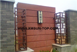 Red Sandstone Wall Tiles/Sand Stone Wall Covering Tiles/Dark Red Sandstone Tile for Wall Cladding/Exterior Patterns/Red Building Wall Tile/Sandstone Walling/Sandstone Building Stones