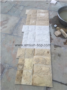 Small Size Beige and White Limestone Mushroomed Cladding/Lime Stone Mushroomed Stone/Beige Mushroom Stone/Building Stone/Mushroom Wall Cladding/Limestone Mushroom Wall Tile
