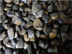 Tiger Skin River Stone&Pebbles/Tiger Skin Pebbles/Black and Yellow Round Pebbles/Pebble for Landscaping Decoration/Wall Cladding Pebble/Flooring Paving Pebble
