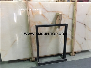 White Onyx with Brown Veins Slabs/Onyx Stone Flooring/Onyx Covering/Onyx for Wall Covering&Wall Cladding/Onyx for Floor Covering/Interior Decoration/Luxury Stone/Onyx with Patterns