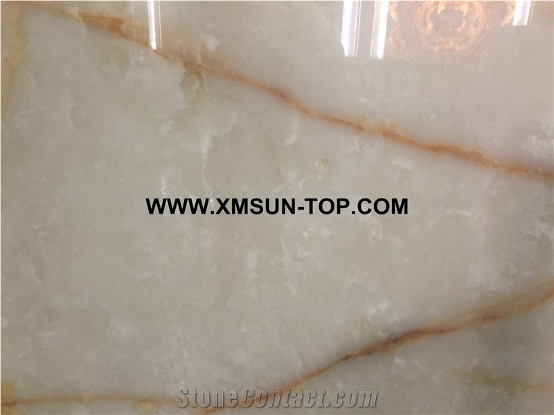 White Onyx with Brown Veins Slabs/Onyx Stone Flooring/Onyx Covering/Onyx for Wall Covering&Wall Cladding/Onyx for Floor Covering/Interior Decoration/Luxury Stone/Onyx with Patterns