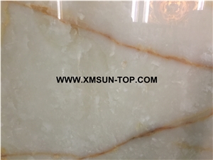 White Onyx with Brown Veins Slabs/Onyx Stone Flooring/Onyx Covering/Onyx for Wall Covering&Wall Cladding/Onyx for Floor Covering/Interior Decoration/Luxury Stone/Onyx with Patterns