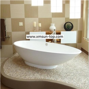 White Sliced Pebble Mosaic Tile/Natural River Stone Mosaic for Wall Covering&Flooring/Pebble Mosaic in Mesh/Double Surface Cut Pebble Mosaic/Pebble Mosaic for Bathroom&Kitchen/Interior Decoration