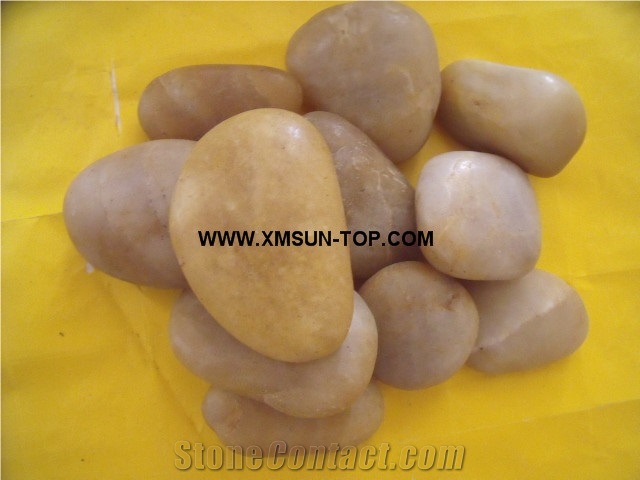 Yellow River Stone&Pebbles with Different Size/Light Yellow Pebbles/Round Pebbles/Pebble for Landscaping Decoration/Wall Cladding Pebble/Flooring Paving Pebble