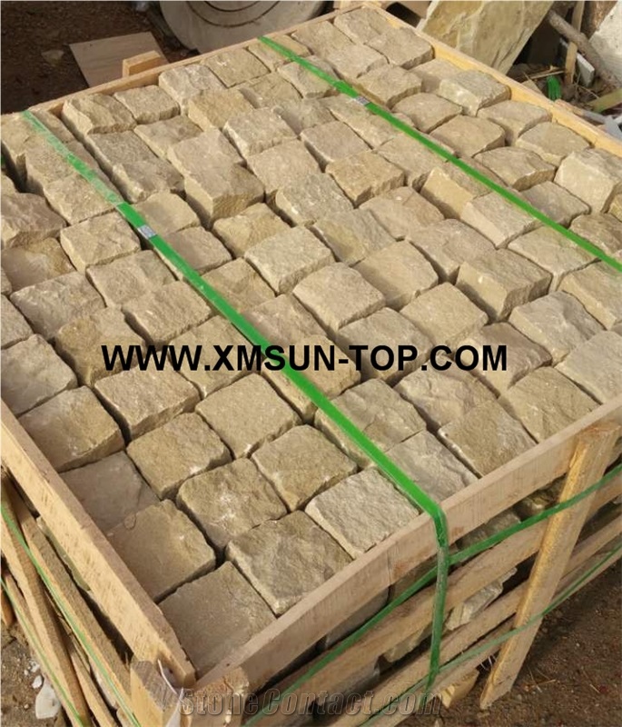 Yellow Sandstone Cube Stone/Buff Sand Stone Cobble Stone/Natural Stone Paving Sets/Natural Stone Floor Covering/Light Yellow Stone Courtyard Road Pavers