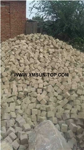 Yellow Sandstone Cube Stone/Buff Sand Stone Cobble Stone/Natural Stone Paving Sets/Natural Stone Floor Covering/Light Yellow Stone Courtyard Road Pavers