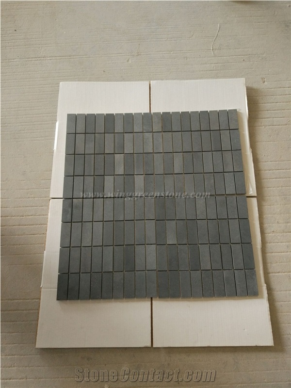 Andesite Mosaic Tile for Wall and Floor Decoration, Basalt Mosaic Tile, Dark Grey Natural Stone Andesite Mosaic Tile, Winggreen Stone