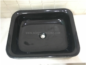 Direct Supply Of Shangxi Black Granite Round/Rectangle/Square/Oval Basins/Sinks for Kitchen/Bathroom/Vessel Decoration, Winggreen Stone