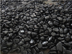 High Polished Black Pebble Stone, Shinny Polished Pebble Stone, China Black River Stone, Winggreen Stone