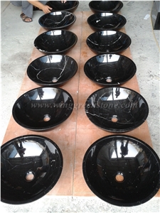 High Quality China Marquina Marble/Black Marquina Marble Round/Rectangle/Oval/Square Basins/Sinks for Bathroom/Kitchen/Vessel Decoration, Winggreen Stone