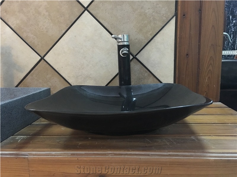 Hot Sale Shanxi Black Granite Rectangle/Round/Square/Oval Basins/Sinks for Kitchen/Bathroom Decoration, Winggreen Stone
