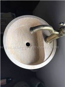 Popular Design Sunny Yellow Marble Pedestal Sinks/Basins for Bathroom/Kitchen/Vessel, Winggreen Stone