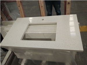 White Quartz with Fine Particle Vanity Top, Bathroom Vanity Top, Crystal White Artificial Quartz Vanity Top, Winggreen Stone