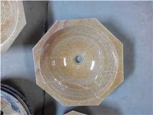 Yellow Onyx Wash Sinks, Octagon Marble Sinks, Natural Stone Sink, Winggreen Stone