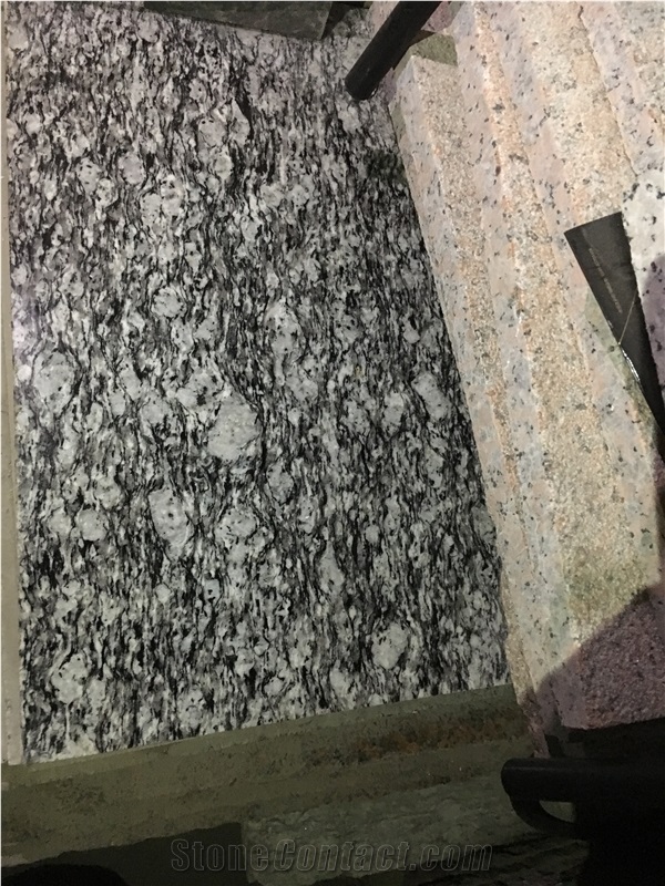 Chinese Cheap Granite Spray White Granite Seawave Granite Tiles or Slabs or Step for Sale