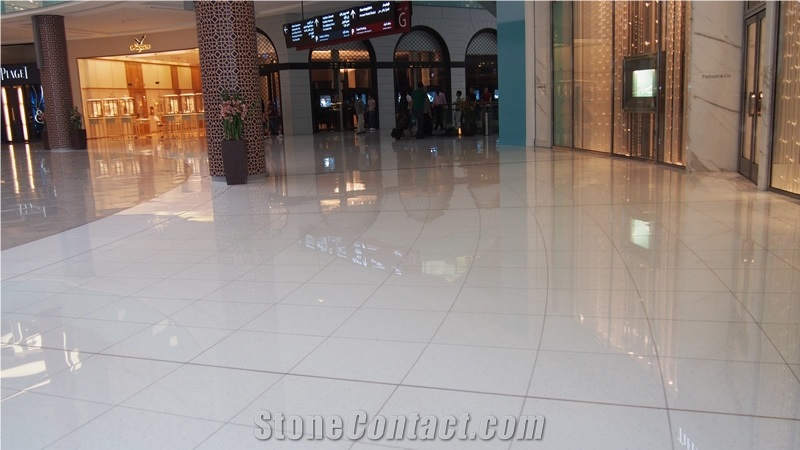 Shopping Mall Flooring Tiles Of Polished White Nano Crystallized Stone