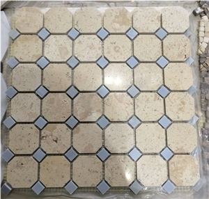 Beige Wall/Floor Mosaic, Beige Marble Hexagon Mosaic