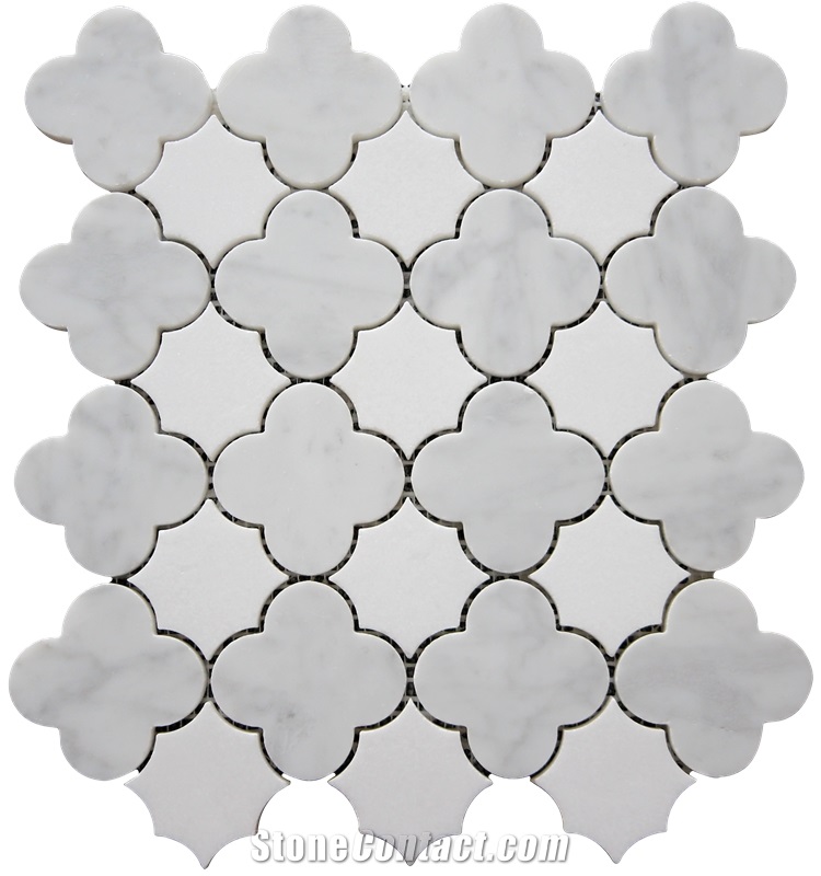 Carrara White and Sivec White Marble Mosaic
