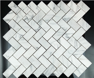 Italy Venato Carrara Herringbone Mosaic Tile