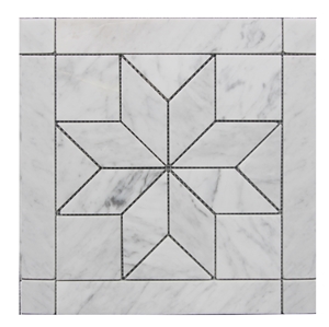 Venato Carrara Tile with Flower Pattern Mosaic