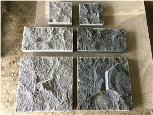 Hainan Black Basalt Natural Split Cube Stone Pavers, Cobble Stone