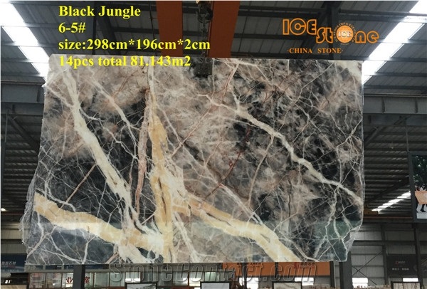 Black Jungle/Chinese Black Marble Slabs and Tiles/Black Marble with Golden Vein