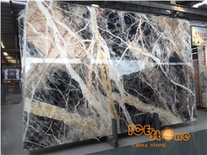 Black Jungle/Chinese Natural Stone/Polished Marble Slabs/Tiles/Cut to Size/Wall Cladding/Floor Covering/Black Color with Beige Onyx Vein