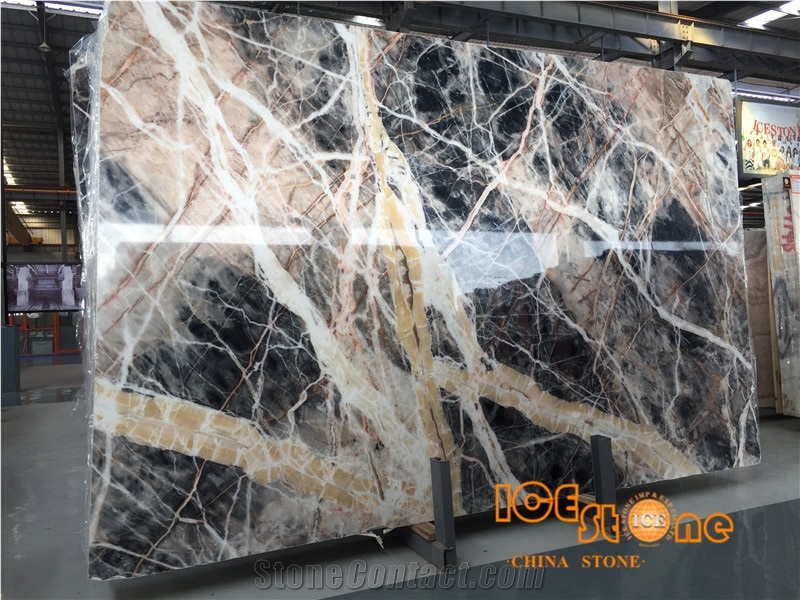 China Black Jungle Marble Tiles & Slabs/Chinese Trump Black Yellow Wall Covering/Floor/Desk/Table