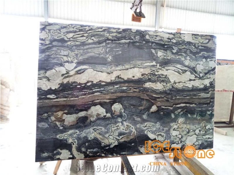 China Braennlyckan Moerk Special Gorgeous Commercial Twilight Black Green Marble Tiles & Slabs/Chinese Wall Covering/Floor 
