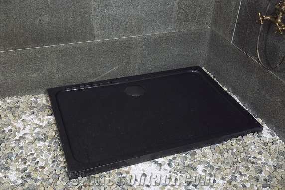 China Black Basalt Mongolian Black Basalt Shower Tray Solid Surface Shower Base