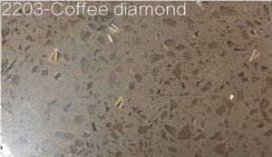 Brown Coffee Diamond Quartz Stone Tiles/Slabs/Engineered Stone