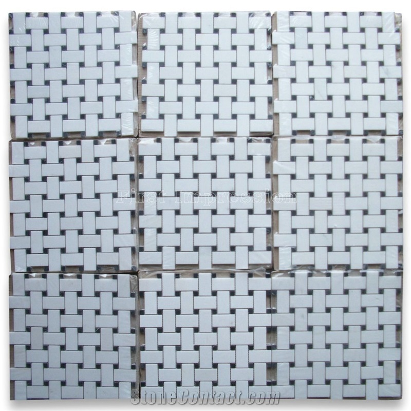 Best Price Crystal Thassos White Stone Mosaic Tile/Basketweave Marble Mosaic for Bathroom,Floor,Wall,Hotel Interior/White Mosaic
