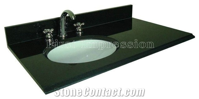 Black Galaxy Granite Countertop /Polished Black Granite Vanity Top /Absolutely black Granite Kichen Countertops/China Black Granite Kitchen Bar Top