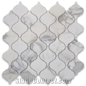 Calacatta Gold Lantern Shaped Mosaic Tiles /Grey Marble Mosaic Tiles for Flooring /Honed Lantern Shaped Grey Marble Mosaic Tiles