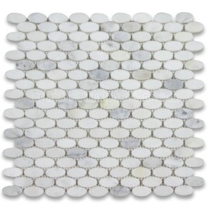 Calacatta White Marble Ellipse Oval Mosaic Tiles/ Honed Surface White Marble Mosaic /Carrara White Marble Mosaic Tiles