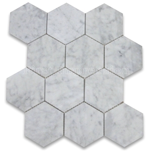 Carrara Marble 2 Inch Hexagon Mosaic Tile Tumbled/Carrara Marble Honed Surface Mosaic Tiles /Hexagon White Marble Mosaic Tiles for Flooring