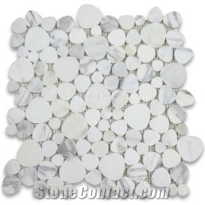 Carrara Marble Circle Bubble Mosaic Tile Polished/Grey Marble Mosaic Tiles/Round Mosaic Tiles