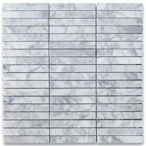 Carrara Marble Rectangular Stack Mosaic Tile Polished Surface/Grey Marble Stack Mosaic Tiles for Flooring