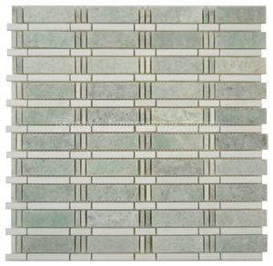 China Green Jade Onyx Mosaic/Basketweave Mosaic Pattern Tiles for Bathroom Walling Decoration/Crystal Green Marble Mosaic/Composited Mosaic/High Quality & Best Price Mosaic/Hot Sale Green Mosaic