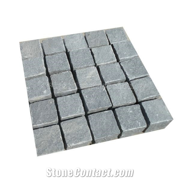 G654 Dark Grey Granite Cube Stone /G654 Grey Granite Paving Sets/Grey Sesame Granite Paving Stone Flamed 
