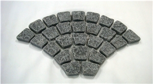 G684 Black Pearl Basalt Paving Stone /G684 Black Basalt Flamed Flooring Covering /G684 Meshwork Paving Sets Fan Shape