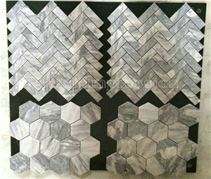 Grey & White Marble Mosaic/Design Beautiful Stone Mosaic/Polished Nice Design Interior Stone Mosaic Tile/Natural Marble Stone Mosaic/Hot Sale Mosaic