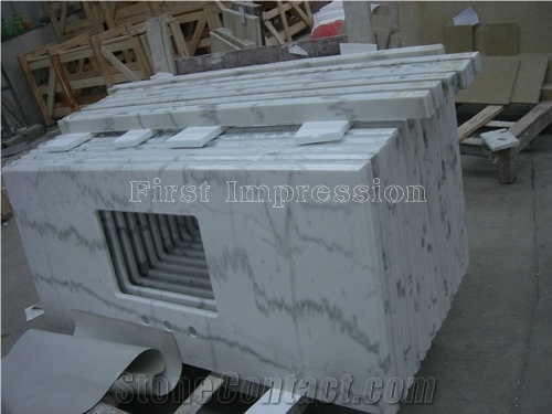 Guangxi White Marble Countertop/White Marble Vanity Top/Carrara White Marble Countertop /White Statuario Marble Bath Top/Polished Countertop