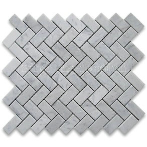 Herringbone Shape Cararra Marble Mosaic Tiles for Flooring /Grey Marble Herringbone Shaped Mosaic Tiles for Wall /Carrara White Marble Mosaic Tiles