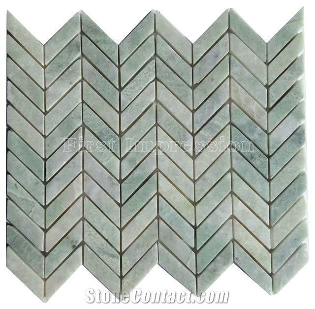 High Quality China Green Jade Onyx Mosaic/Basketweave Mosaic Pattern Tiles for Bathroom Walling Decoration/Crystal Green Marble Mosaic/Composited Mosaic