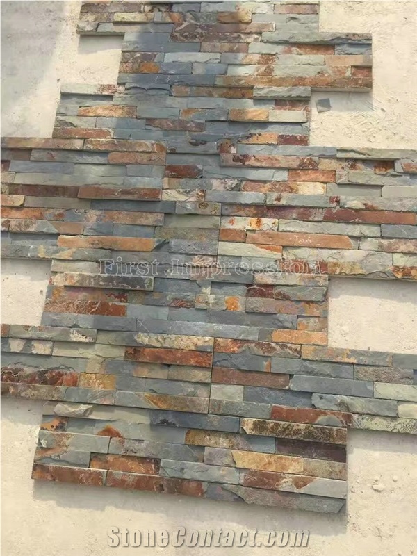 High Quality Multicolor China Culture Stone/Slate/Marble/Granite/Golden Grain Slate/Rusty Slate/Slate Cultured Stone Corner/Rust Yellow Slate Corner Stone/Wall Cladding/Ledge Stone